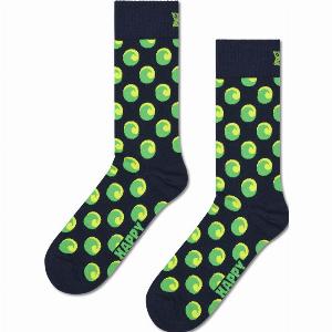 Navy Wave Big Dot Crew Sock