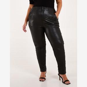 Curve Matte PU Leather Tailored Trousers  2224  BLACK