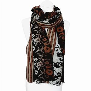 25 Rabatt auf WinterSchal aus Seidenflanell mit Blumen und Streifen