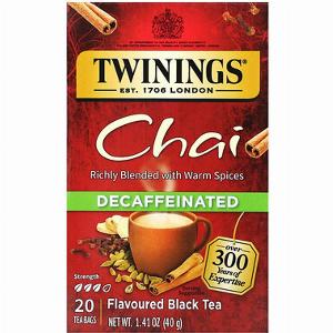 Twinings Flavored Black Tea Chai Decaffeinated  20 Tea Bags 141 oz 40 g
