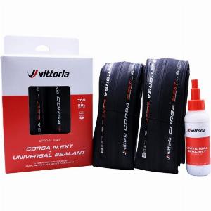 Vittoria Corsa NEXT Tubeless Ready Road Bike Tyres Twin Pack with Sealant 80ml