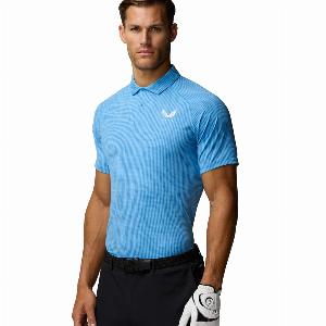 Castore 2025 club glow printed golf polo shirt  cool blue  white