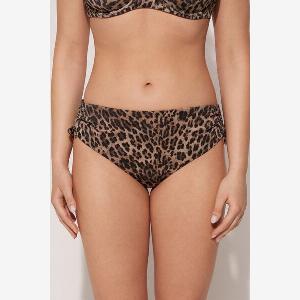 Tezenis Bas de Bikini Taille Haute Cordon de Serrage Bright Leopard Femme Animalier Taille XL