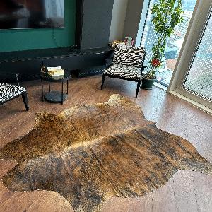 Brown Brindle Cowhide Rug Genuine Leather Natural Area Rug Real Cowhide Carpet Handmade Rustic Rug for Living Room