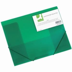 Cartellina a 3 lembi con elastici  QConnect  A4  3 cm  verde