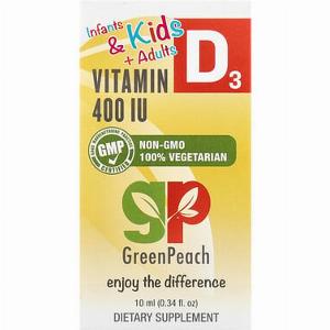 GreenPeach Infants Kids Adults Säuglinge und Kinder Erwachsene Vitamin D3 400 IU 10 ml 034 fl oz