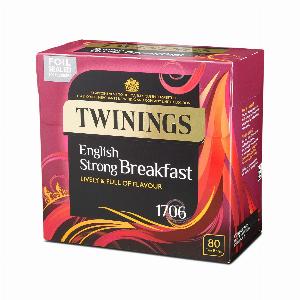 Twinings Strong English Breakfast Tea 4 x 80 Tea Bags All Natural Ingredients Strong Fragrant English Breakfast Black Tea Full of Flavour