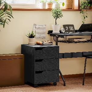 HOMCOM Caisson bureau mobile meuble rangement bureau sur roulettes 3 tiroirs 40x50x575cm noir