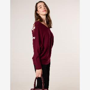 50 Off VNeck Batwing Jumper with Pearl Detail  LXL in Berry