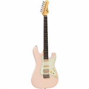 EGitarre massiver Korpus Charlotte Series mit Gigbag Seoul Pink Finish
