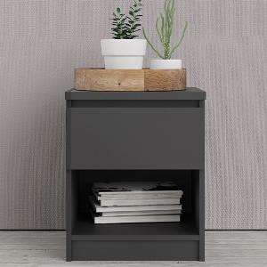 Get 40 Off Nakou Matt Black Wooden Bedside Cabinet with 1 Drawer