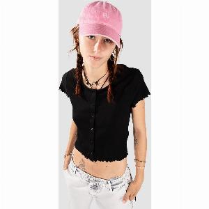 Urban Classics Cropped Button Up Rib TShirt black