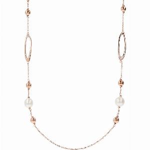 Sconto 30 su collana lunga con perle bianche e dettagli ovali