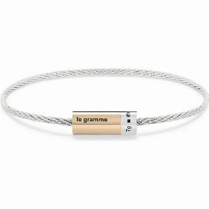 7g Polished Sterling Silver  Yellow Gold Cable Bracelet