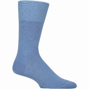 Mens 1 Pair Falke Airport Plain Virgin Wool and Cotton Business Socks Cornflower Blue 78 Mens