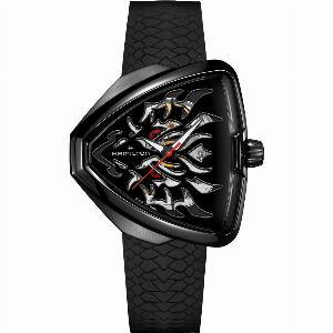 Hamilton Ventura Elvis80 Skeleton Automatic Black Dial Black Rubber Strap Mens Watch H24535332