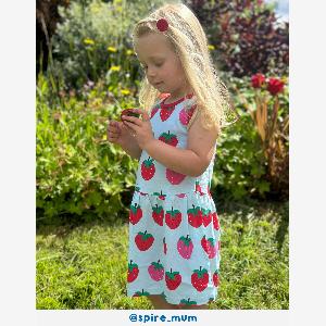 Organic Strawberry Print Summer Dress  78y  128cm