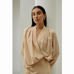 LILYSILK Top Di Seta A Maniche Lunghe Leggera Ma Resistente100 Seta 100 Seta Vestibilità Comoda Oro Pallido S