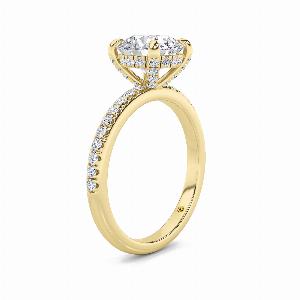 Aurelia Half Coverage Hidden Halo Round Lab Grown Diamond Engagement Ring  18K Yellow Gold 1 13 CT TW