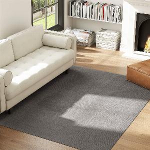 HOMCOM Tapis salon 230 x 160 cm tapis à poils longs lavable en machine antidérapant en fausse fourrure gris clair