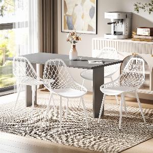 HOMCOM Set di 4 Sedie Moderne con Schienale in Plastica Bianco Sconto 21