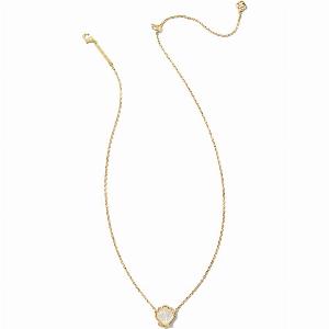 Brynne Shell Short Pendant Necklace Gold Ivory Mother Of Pearl