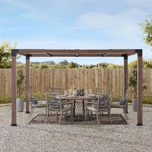 SUNJOY 10x12 Modern Metal Pergola Kit with Nature Wood Grain Finish