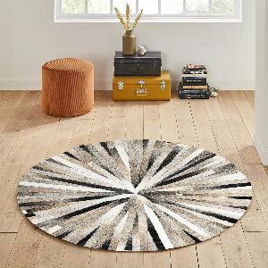 33 Off Handmade Round Starburst Cowhide Rug  Stylish Patchwork Leather Area Rug