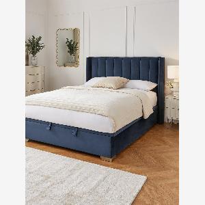 Enjoy 20 Discount on the New Dakota Velvet Blue Double Bed with Storage