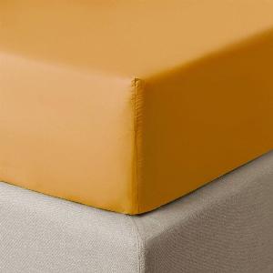 Drap housse unis en percale 94 fils havane prix réduit à 77