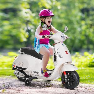Moto Elettrica Vespa per Bambini 36 Anni Batteria 6V Bianco 27