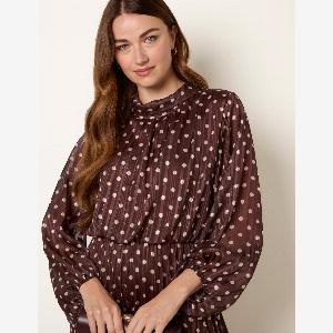 50 Discount on Chocolate Polka Dot Metallic Dress  Size M