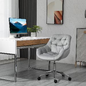 Vinsetto Bürostuhl klein höhenverstellbar Schreibtischstuhl Samtoptik ergonomisch Polsterstuhl bis 120 kg Grau   Aosom