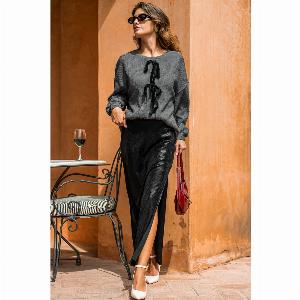 Jupe longue noire fendue sur le côté