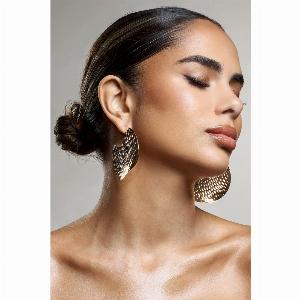 Iman  Gold Hammered Disc Earrings