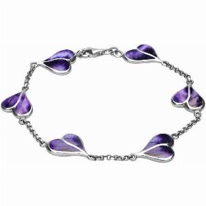 Sterling Silver Blue John Split Heart Bracelet