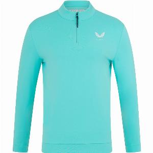 Castore 2025 club classic 14 zip golf midlayer  light aqua  m