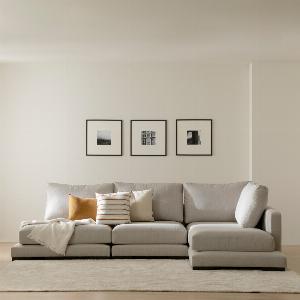 Canapé 4 places avec chaise longue droite perle Travis