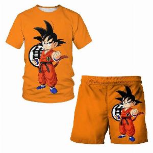 Dragon Ball 3d Stampa Tshirt Set Bambini Super Saiyan Goku Tshirt Pantaloncini 2 Pezzi Vestiti per Neonati Anime Estate Bambini Abbigliamento Set Bambino 160