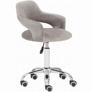 Civo Home And Office Velvet Chair In Grey With Curved Back