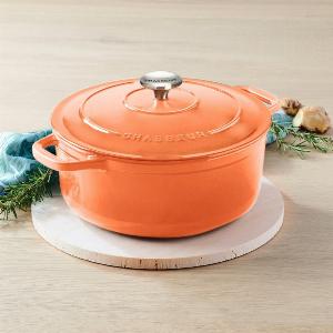Enamelled Cast Iron Round Dutch Oven Tangerine By Chasseur Size 20 cm 23 ltr