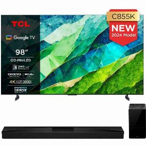 TCL 98C855K 98 Inch C855K 4K UHD QLED Mini LED Smart TV and Q75H 521ch Dolby Atmos Soundbar with Subwoofer Bundle 2024