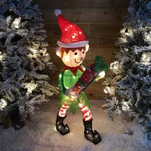 Get 15 Off 107cm Warm White LED Elf with Present Christmas Decor