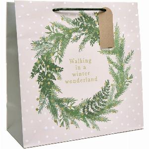 50 Discount on Large Square Gift Bag for Winter Wonderland Wreath
