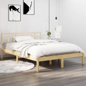 White Solid Wood King Size Bed Frame 150x200 cm  Now 11965