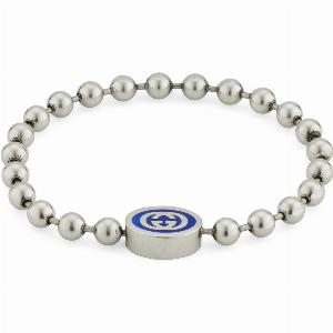 Guccis interlocking sterling silver bracelet with blue enamel 19cm now 210 reduced by 32
