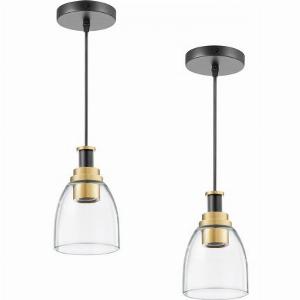 VEVOR 1Light Pendant Light 2 Pack Kitchen Island Lights with Clear Glass Shade  Hanging Cord Black and Gold Finish Adjustable Height Pendant Lighting for Bedroom Hallway Entryway Kitchen