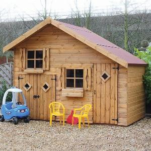 6 x 10 Traditional 2 Storey Kids Wooden Playhouse with Garage 183x305m