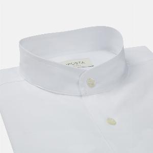 Camicia bianca in popeline di cotone collo coreano ora a 139