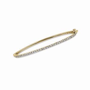 Pave Set Lab Grown Diamond Bangle Bracelet  1 ct tw10K Yellow Gold